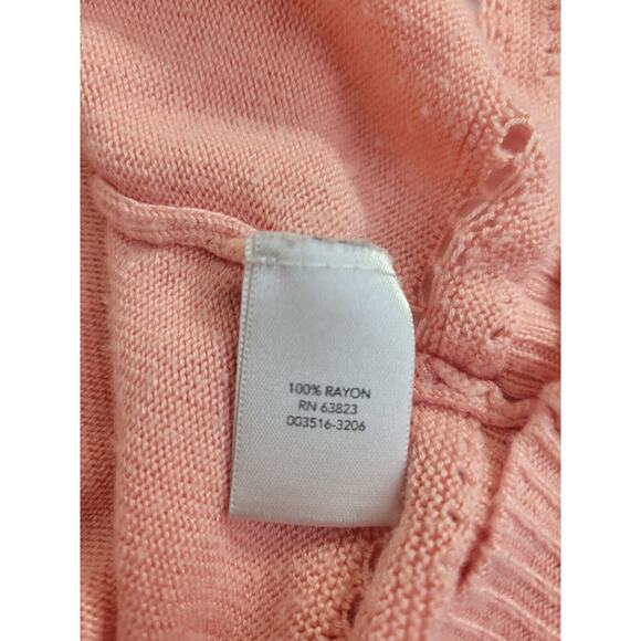 Christopher & Banks Pink Open Front Knit Cardigan Sweater Women's Size Large - Picture 7 of 8